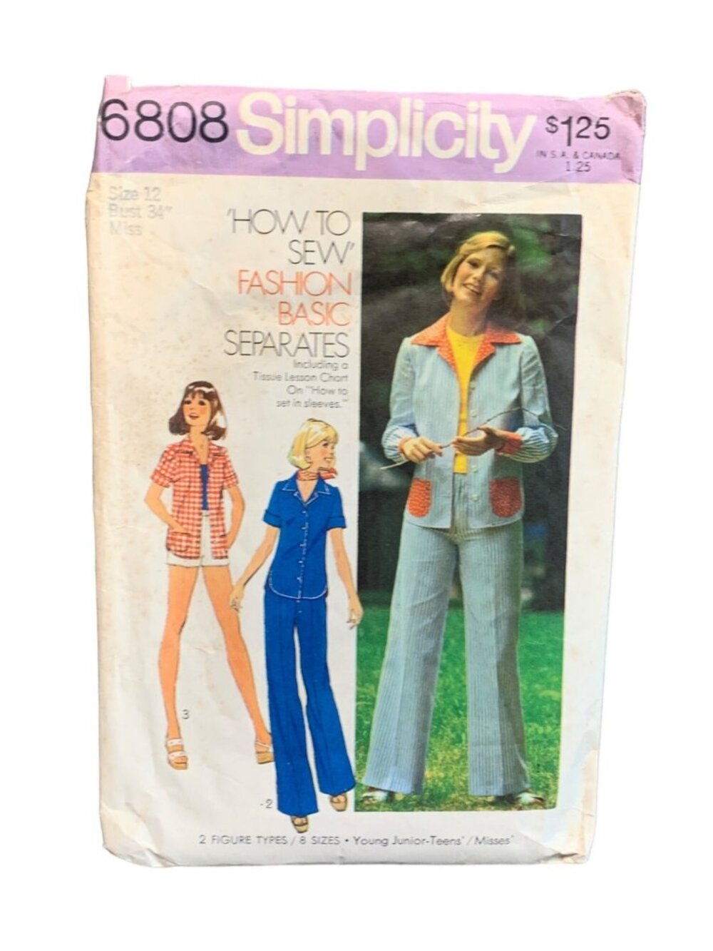 Simplicity 6808 Pattern Womens Shirt Short Pant Fashion Basic Separates Size 12